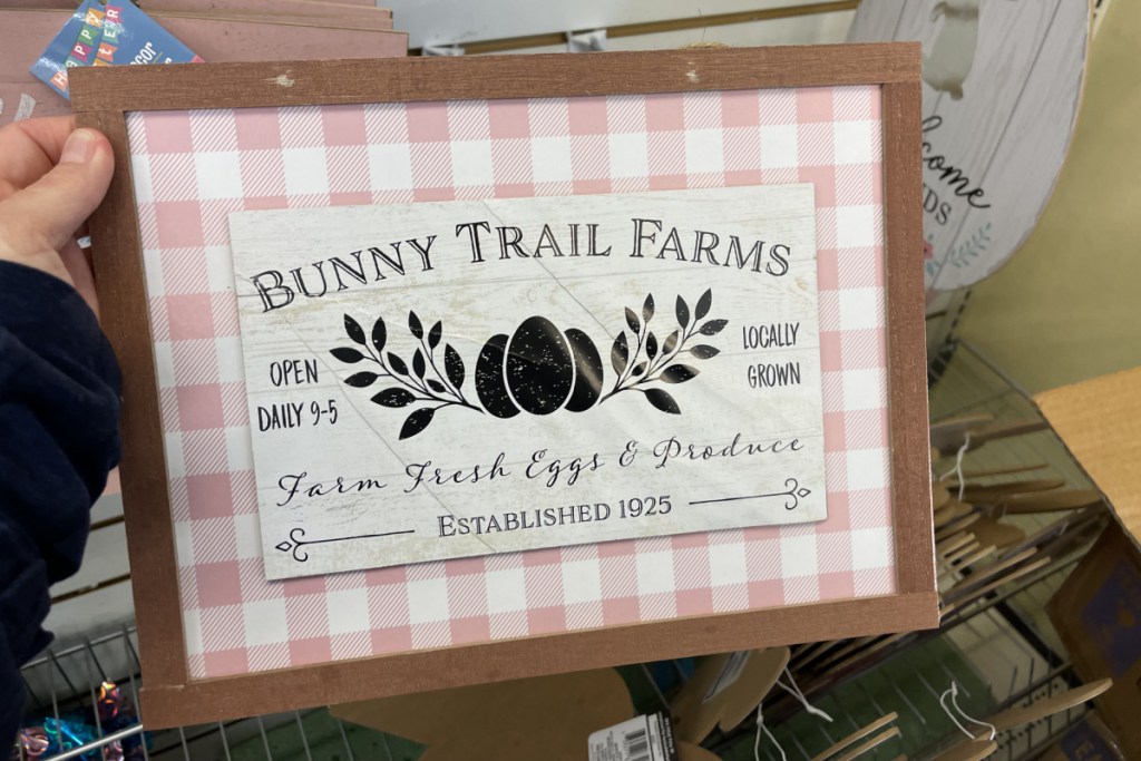 easter farmhouse sign at dollar tree