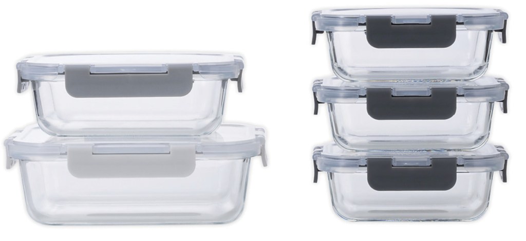 glass food storage set stacked