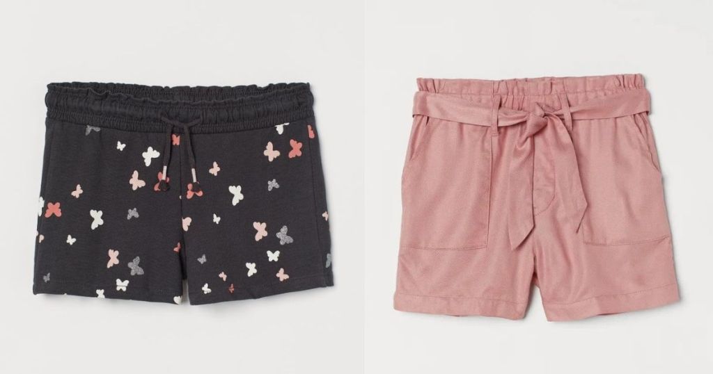 girls butterfly shorts and pink shorts