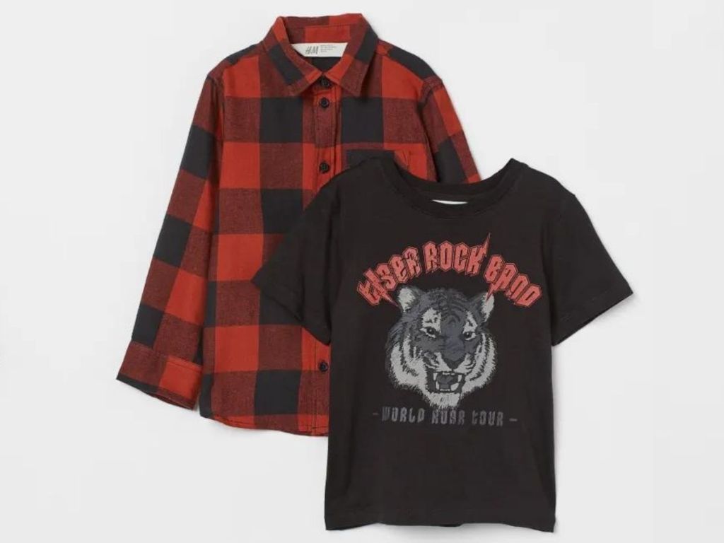 Boys flannel and tee