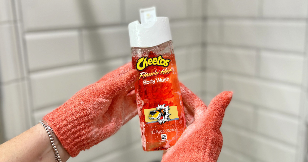 holding body body wash with gloves