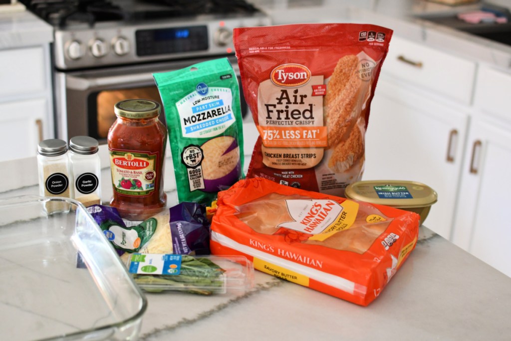 ingredients for chicken parm siders made from chicken tenders