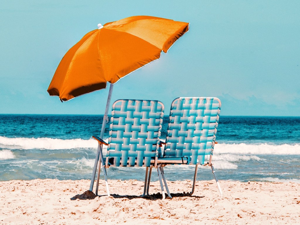 lounge chairs at the beach