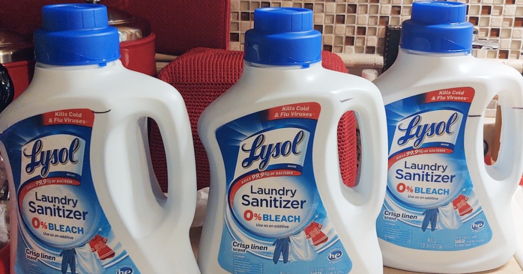 3 bottles of Lysol laundry sanitizer