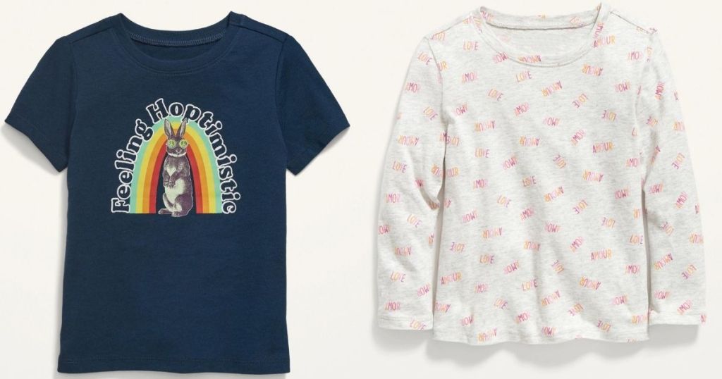 girls bunny graphic tee and love graphic tee