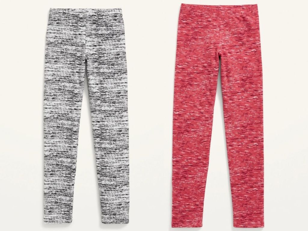 gray and white and red and white girls leggings