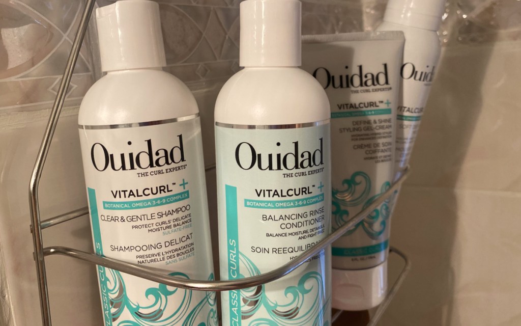 ouidad vitalcurl+ products in shower