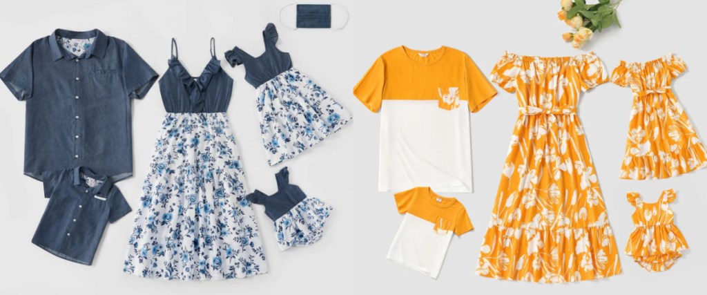 navy and yellow patpat floral dresses