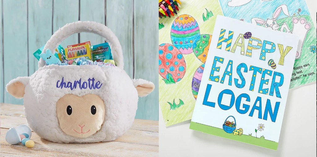personalized Easter basket and coloring book