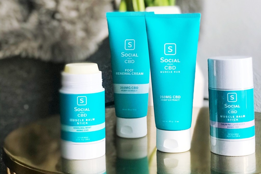 line up of social CBD lotions