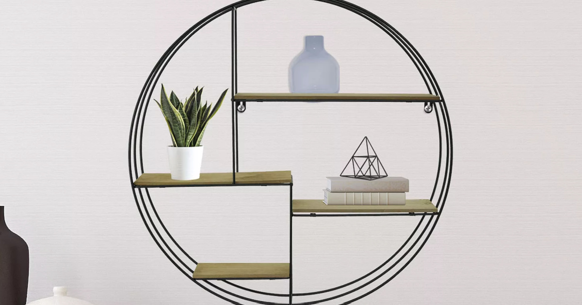round geometric wall shelf