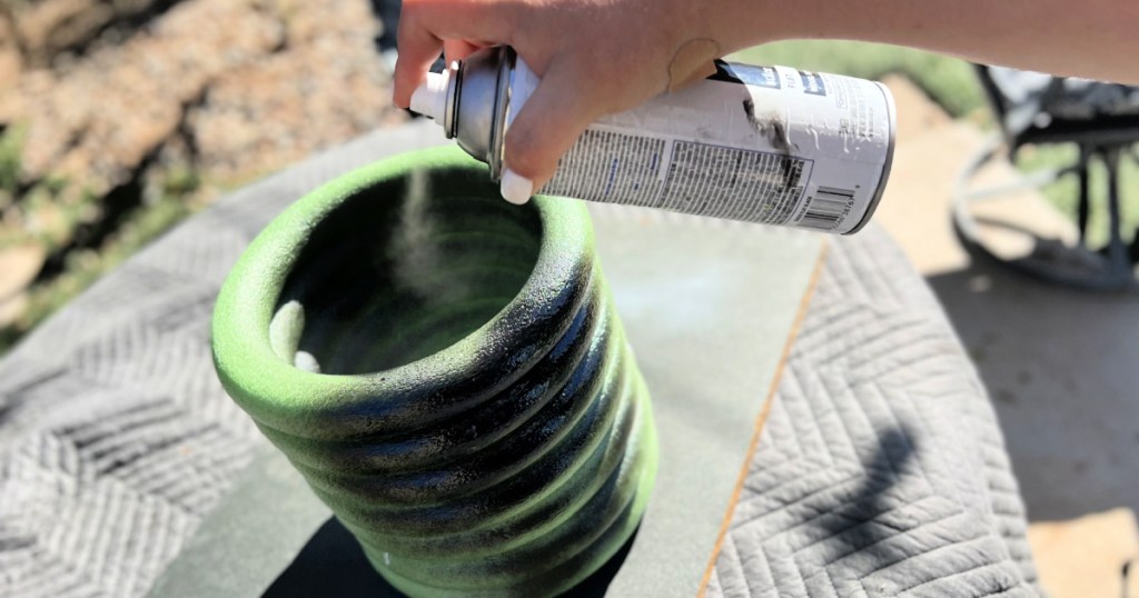 spray painting modern diy planter dollar tree craft