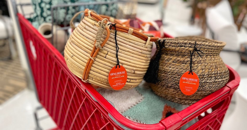 jungalow baskets inside red target cart