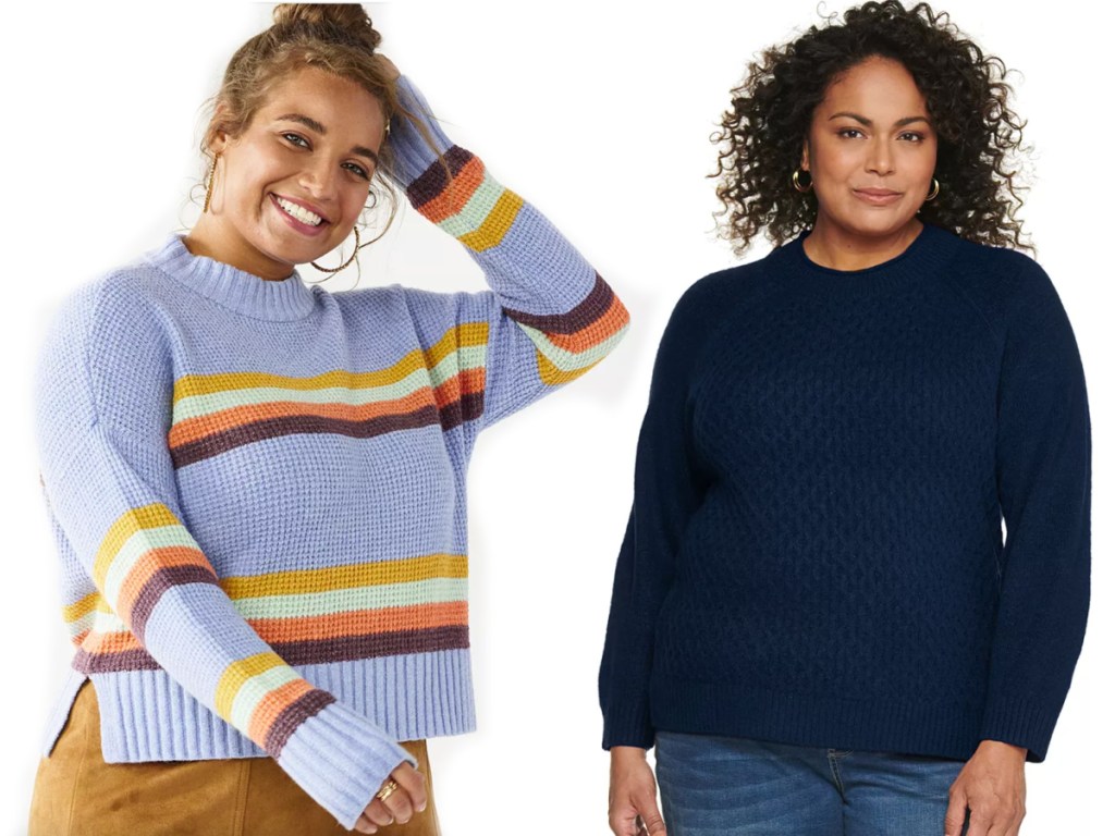 purple and navy plus size sweaters