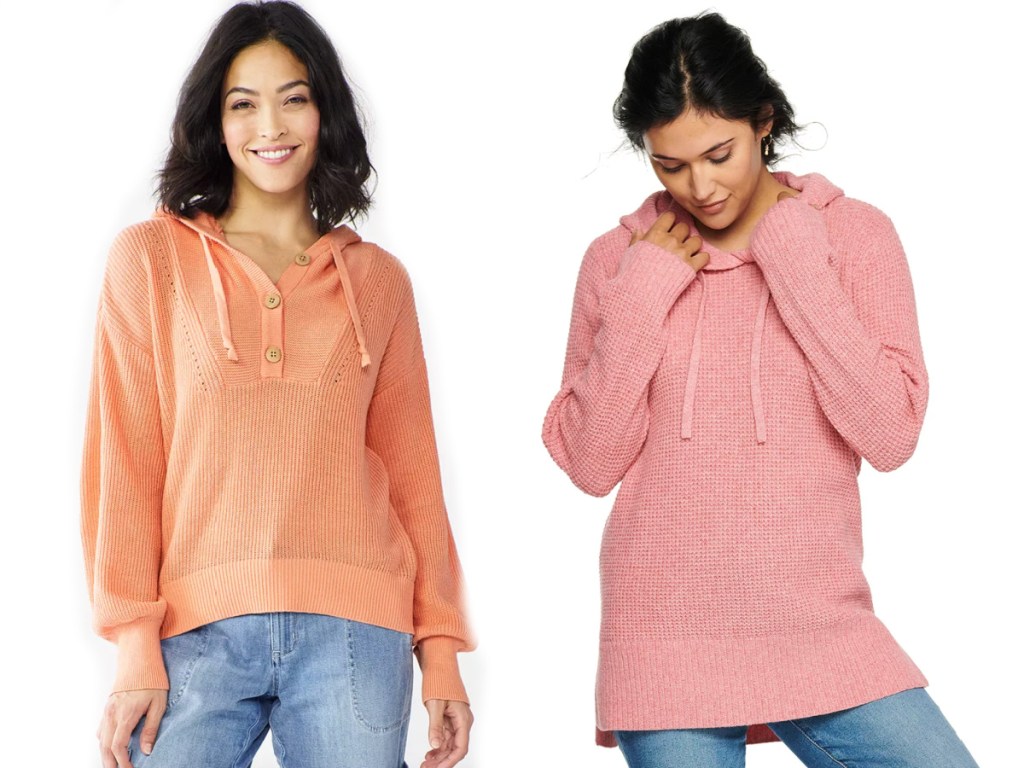 peach and pink sweaters