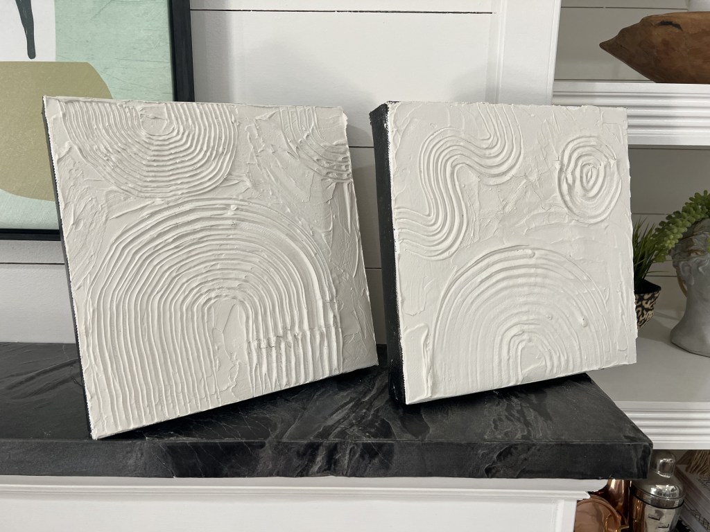 2 white textured canvases DIY art