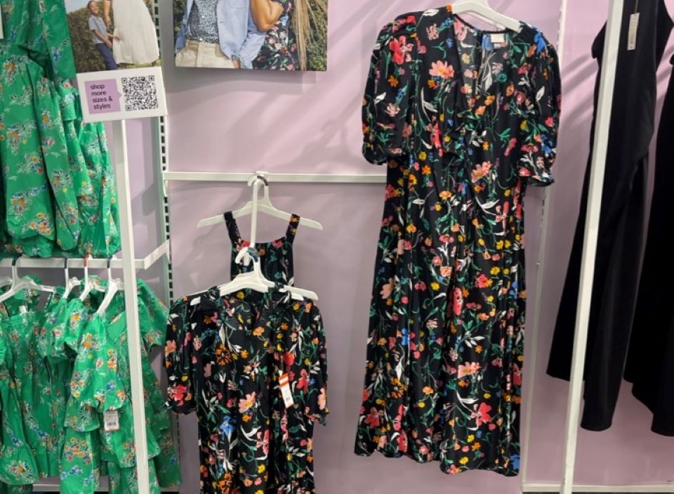Women's dresses on hangers at Target