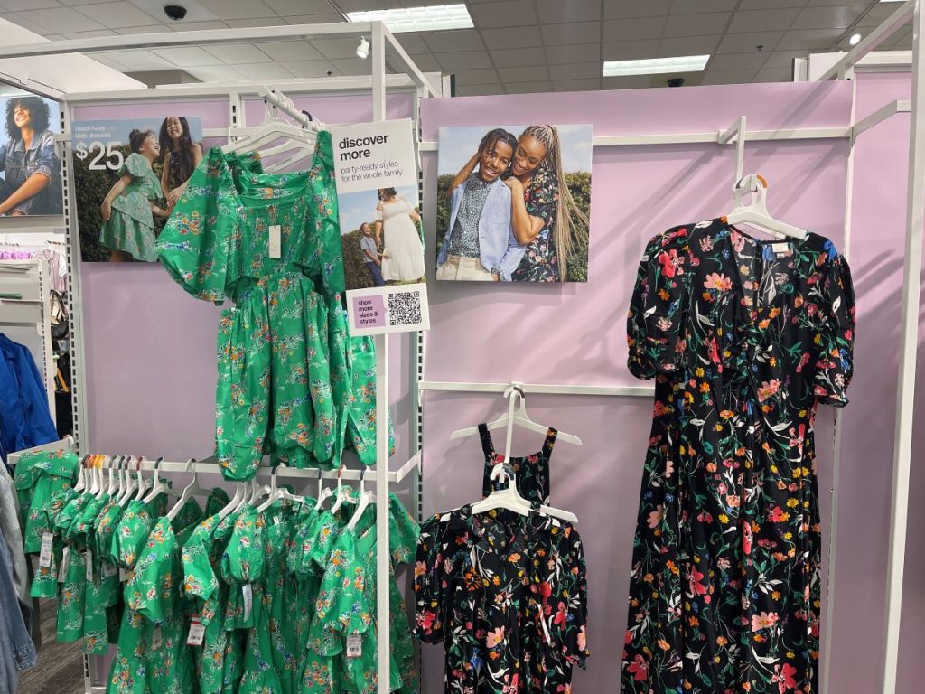women's dresses on display at Target
