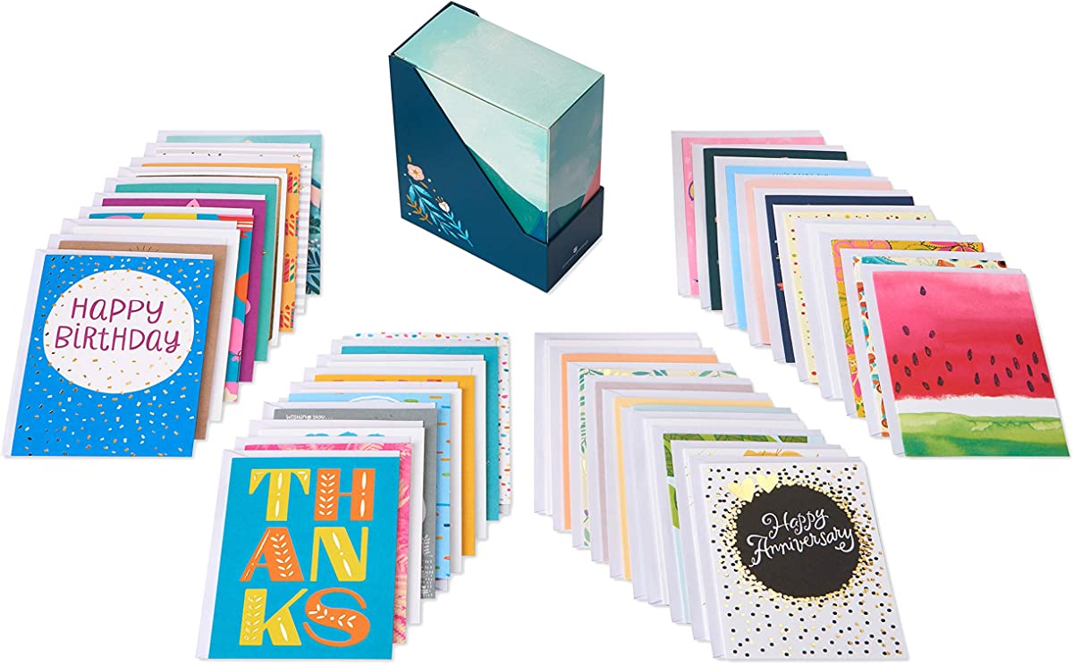 American Greetings Blanko-Karten Mit Umschlägen – 100 Stück, 5 Sommerliche Motive, Für Dankeskarten & Basteln