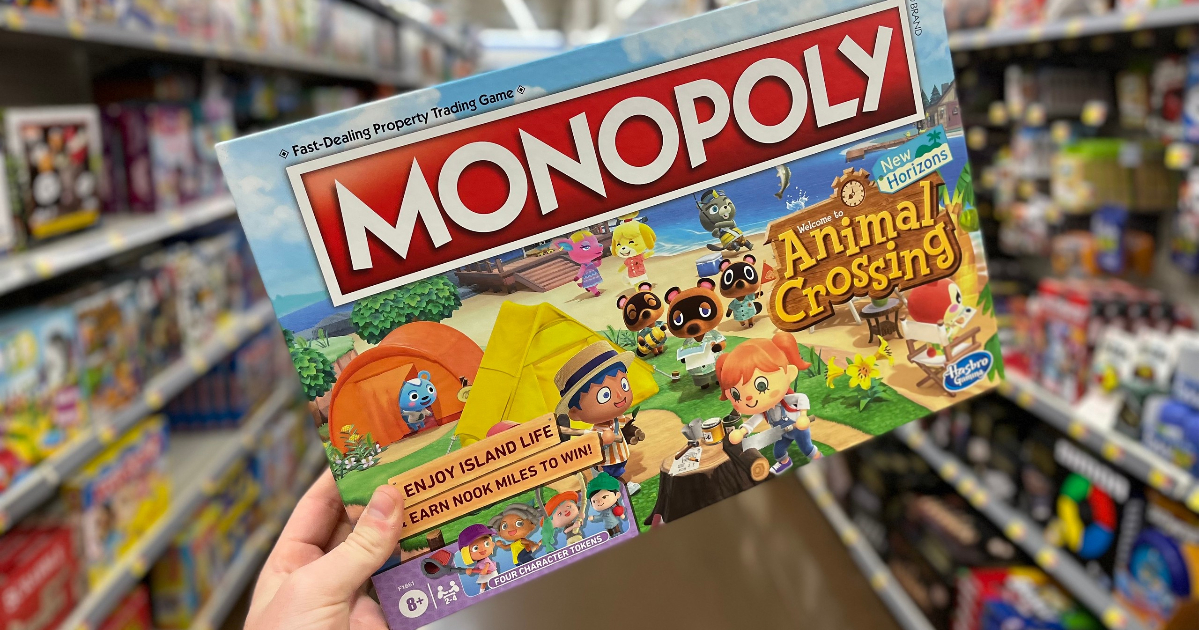 Animal Crossing Monopoly game in hand