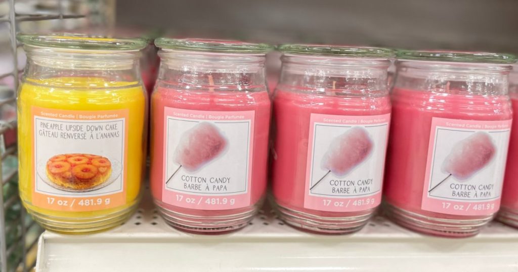 jar candles on store shelf