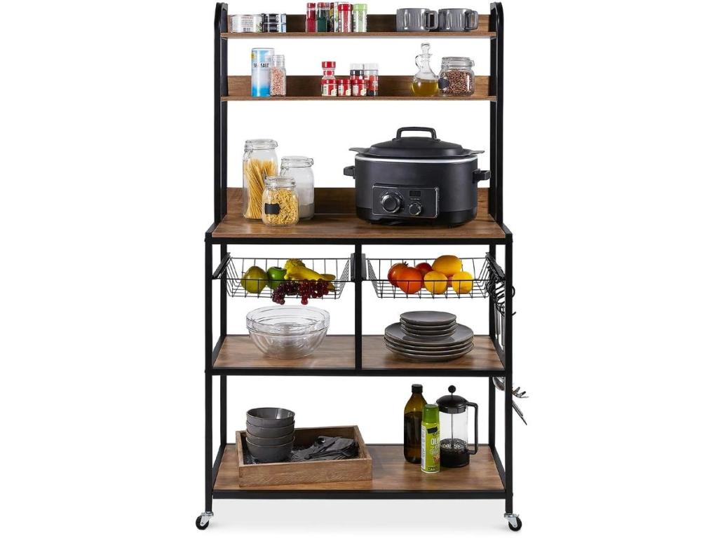 Counter-Height Baker's Rack with Locking Wheels