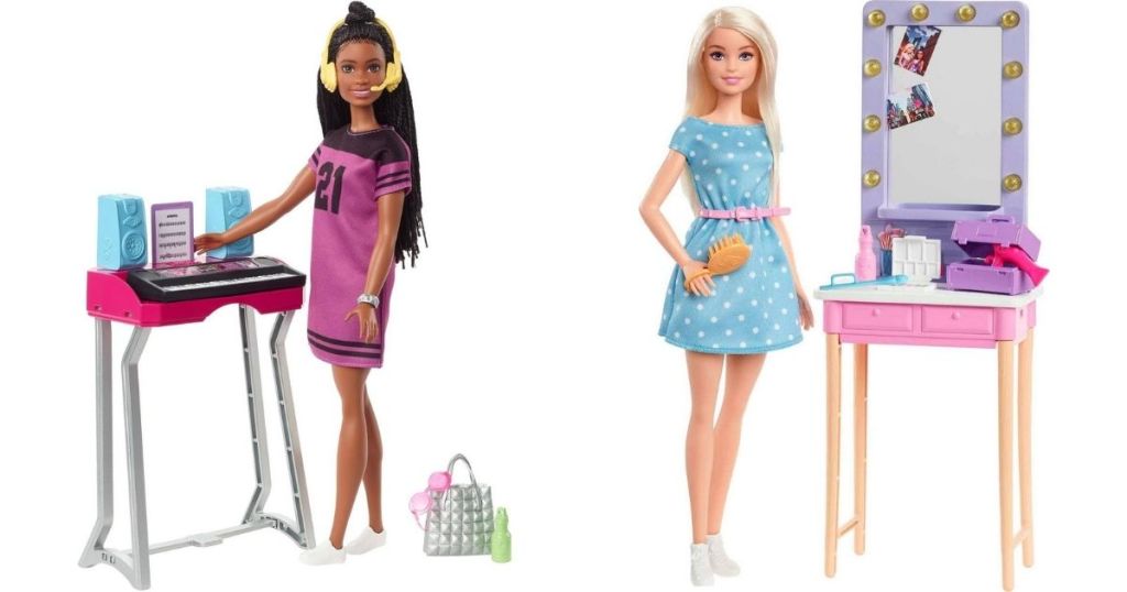 two Barbie playsets