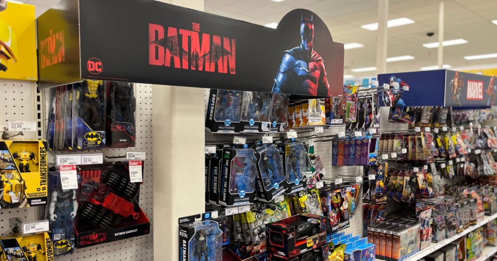batman toys on shelf at store 