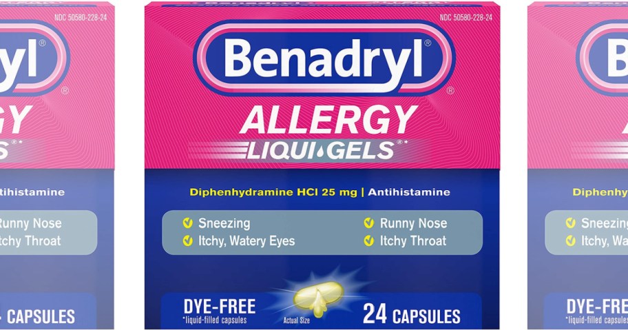 Benadryl Liqui-Gels Antihistamine Allergy Medicine & Cold Relief, Dye Free