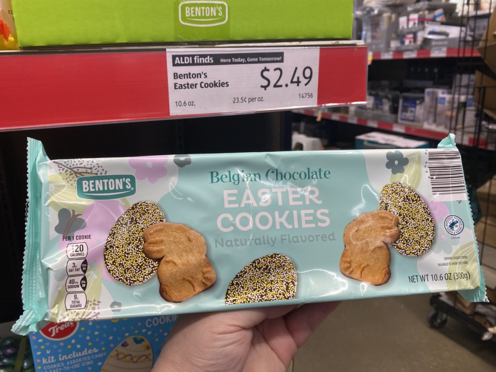 package of chocolate Easter cookies in store