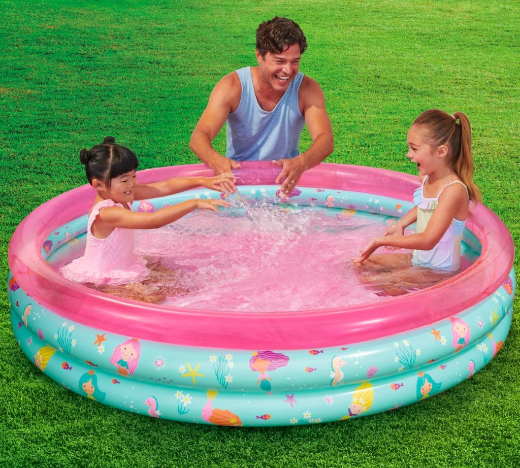 Bluescape Pink 3-Ring Inflatable Kids Swimming Pool