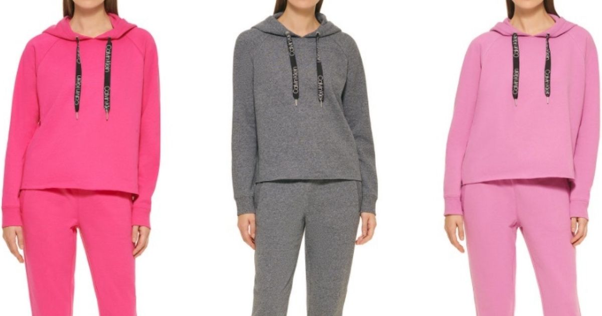 $59 Calvin Klein Womens L Performance Logo Patch Joggers Pink Super Soft  Fleece