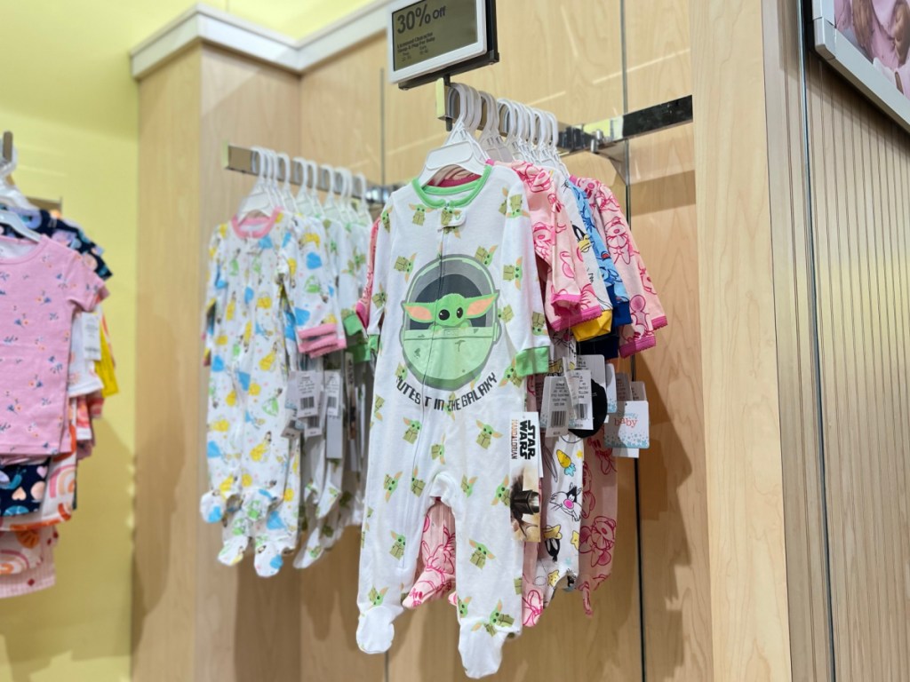 baby footed pajamas in store