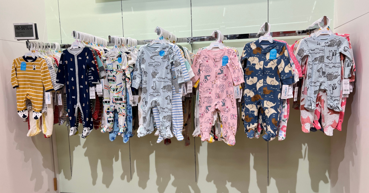 baby footed pajamas in store