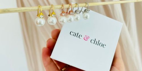 Cate & Chloe 18K Gold Plated Pearl Drop Earrings Just $16.80 Shipped