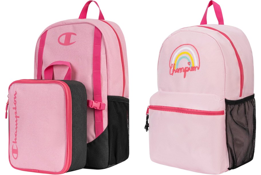 two pink champion backpacks