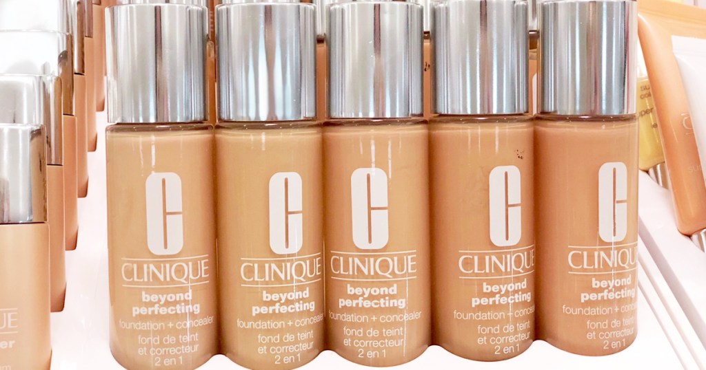 row of Clinique Beyond Perfecting Foundations