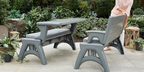 This Bench Easily Converts from Bench to Table, Has Great Reviews, & It’s Under $200 Delivered!