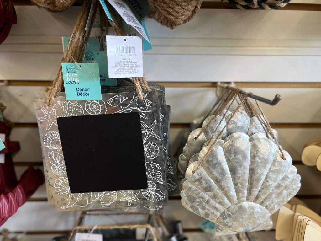 seashell themed metal frames in store