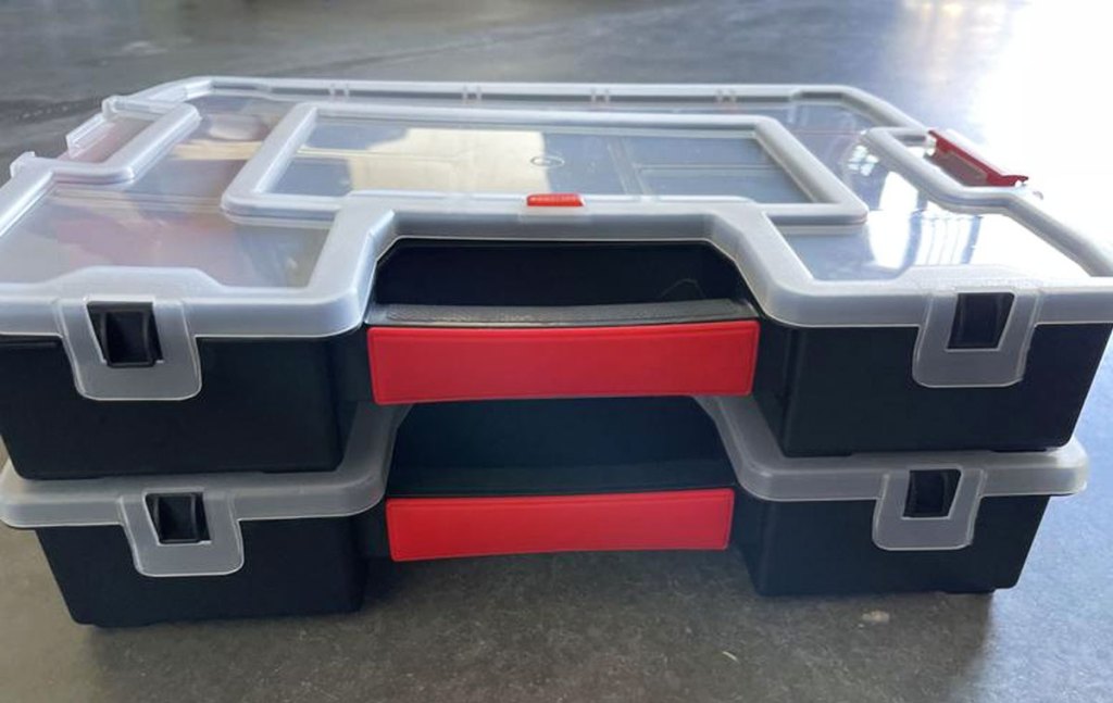 two plastic Craftsman Small Parts Organizers