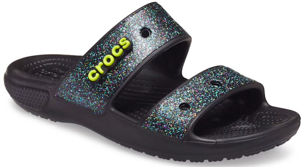 black glitter crocs sandal