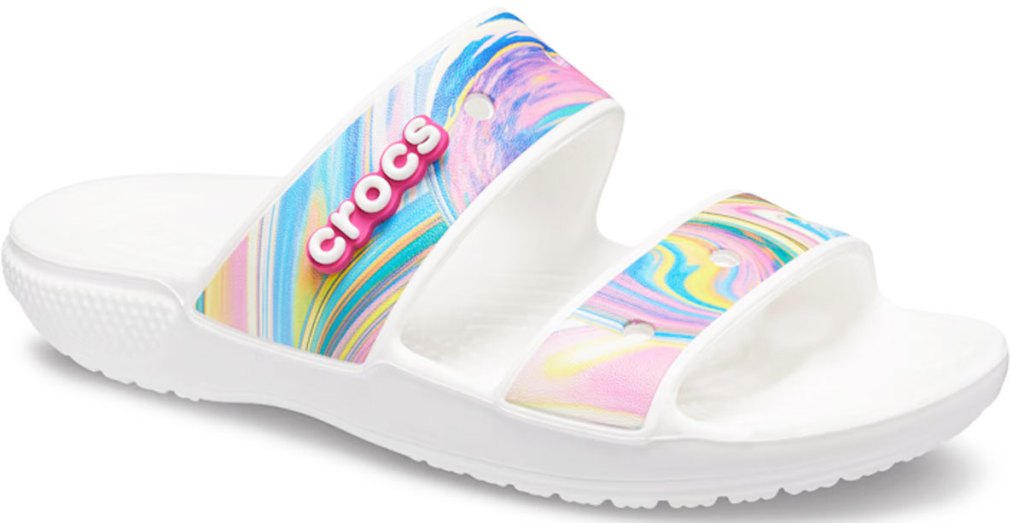 paint swirl printed crocs sandal