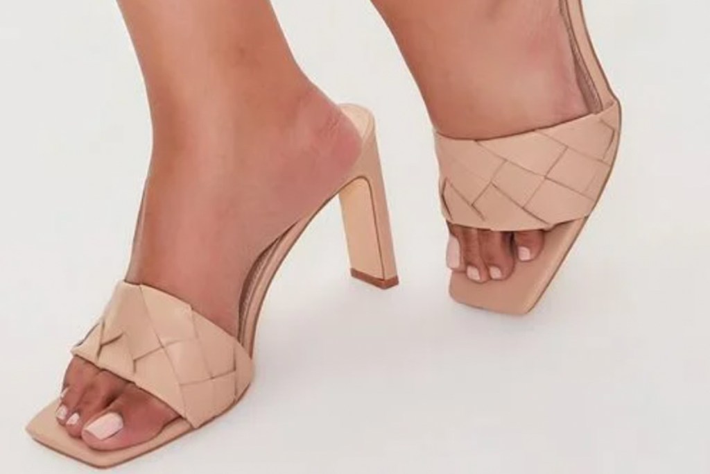 crosshatch open toe heels