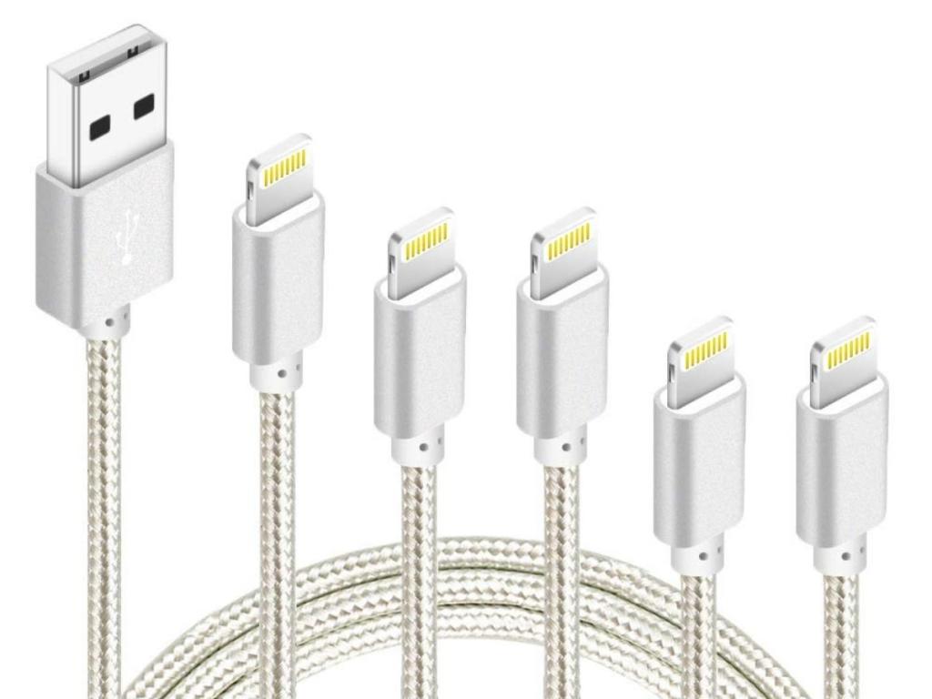 DISON iPhone Lightning Charging Cable 5-Pack in Silver