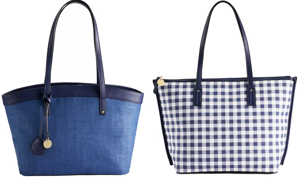 two blue tote bags