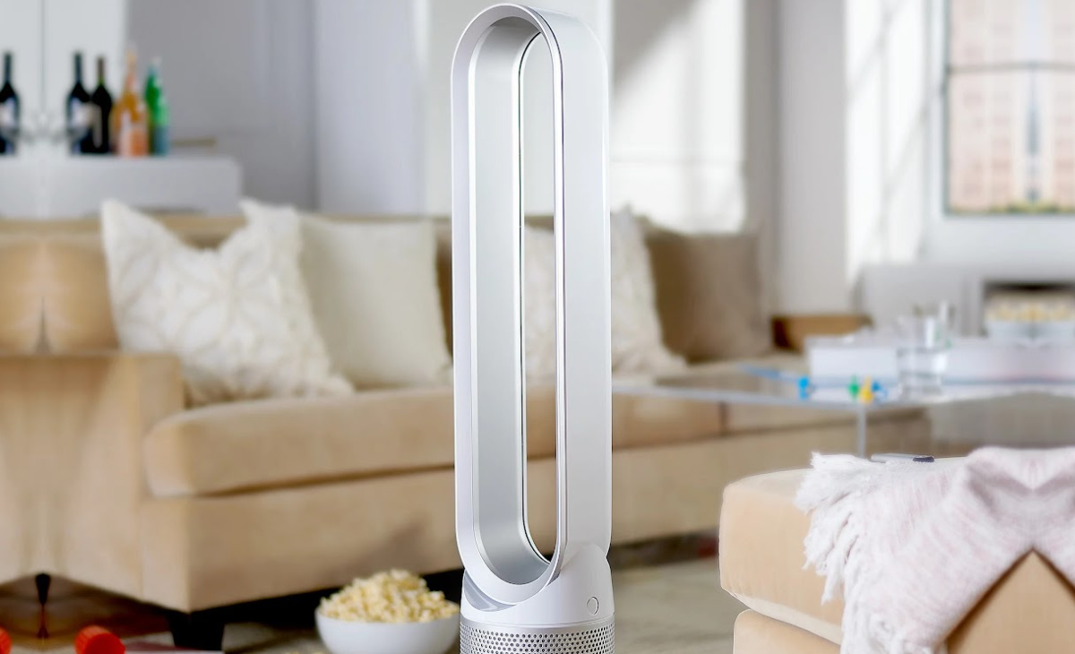 white and silver fan and air purifier in living room
