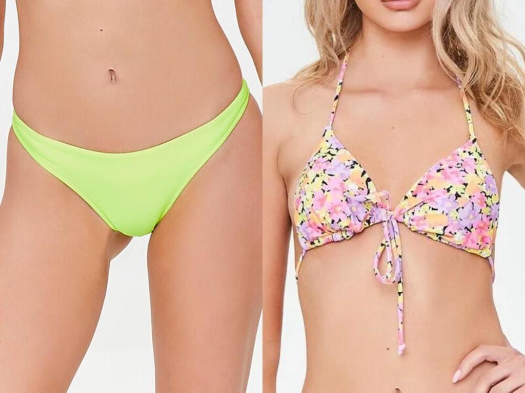 forever 21 women's triangle bikini top and bottoms