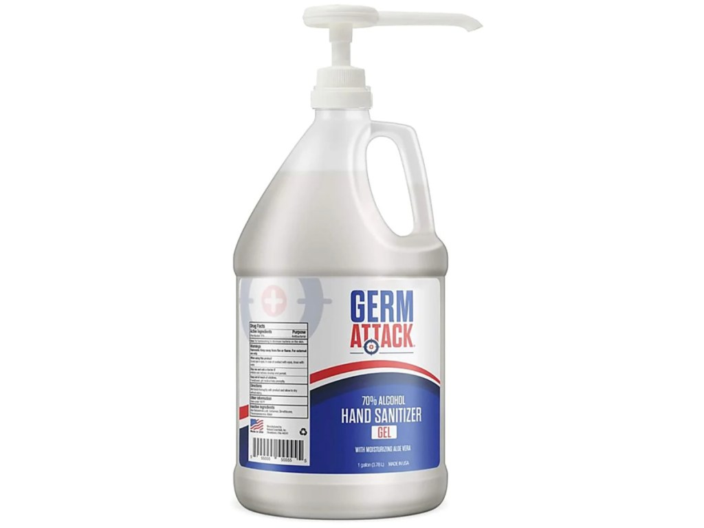 Germ Attack Antibacterial Gel Hand Sanitizer 1 Gallon Pump Bottle