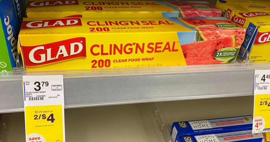 Glad Cling Seal Wrap on store shelf