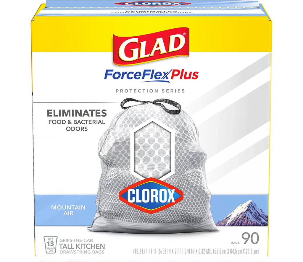 box of glad forceflex trash bags
